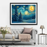 Van Gogh-Style Starry Night and Cedar Trees Diamond Painting