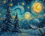 Van Gogh-Style Starry Night and Cedar Trees Diamond Painting