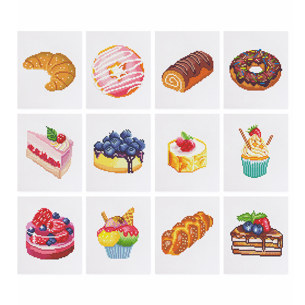 Various Bread Desserts 12Pcs - Mini Diamond Painting Kit