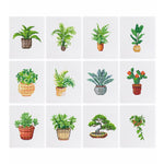 Various Green Potted Plants 12Pcs - Mini Diamond Painting Kit