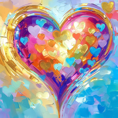 Warm Bright Colorful Heart Diamond Painting
