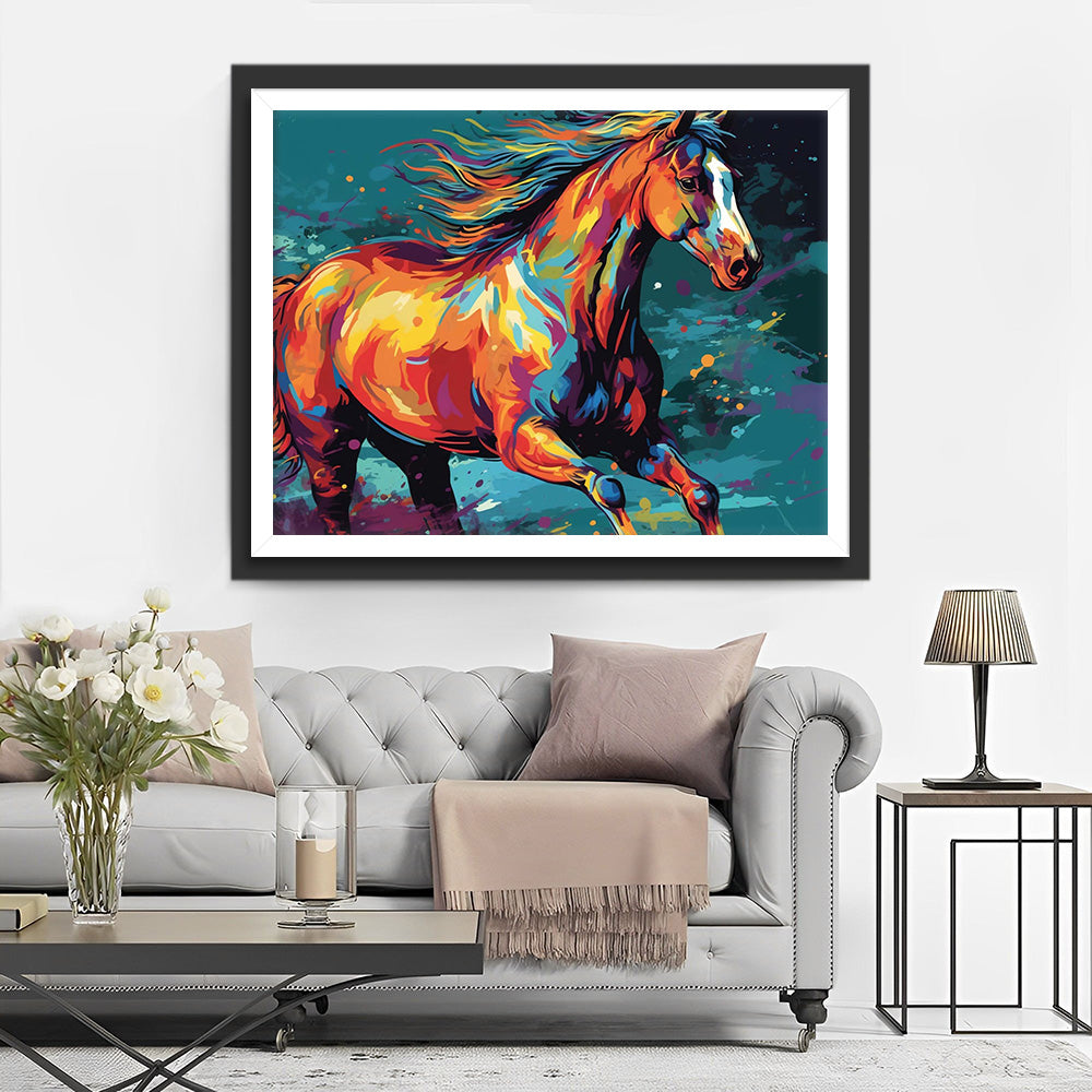 Watercolor Galloping Horse Diamond Painting