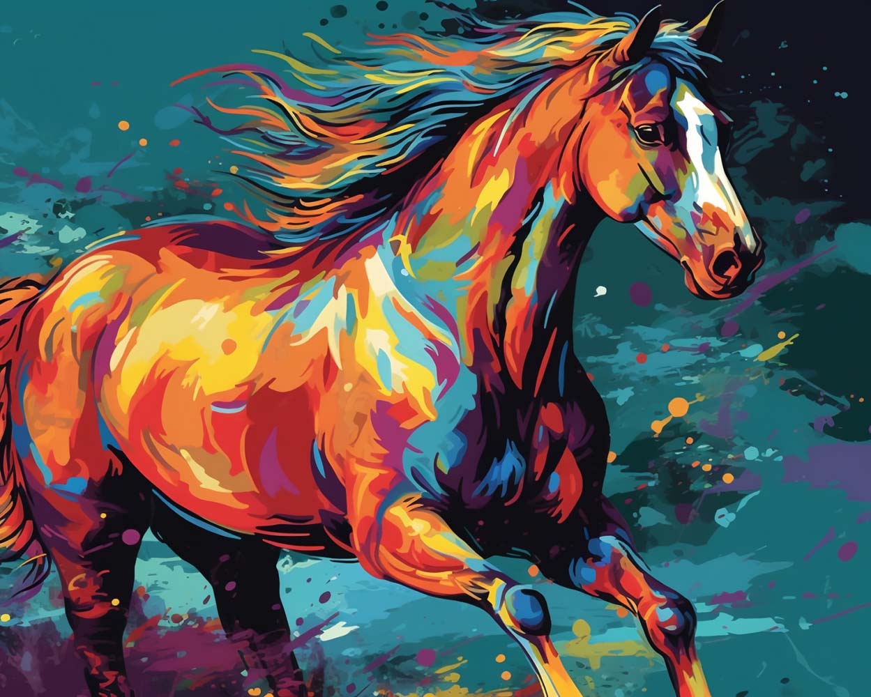 Watercolor Galloping Horse Diamond Painting