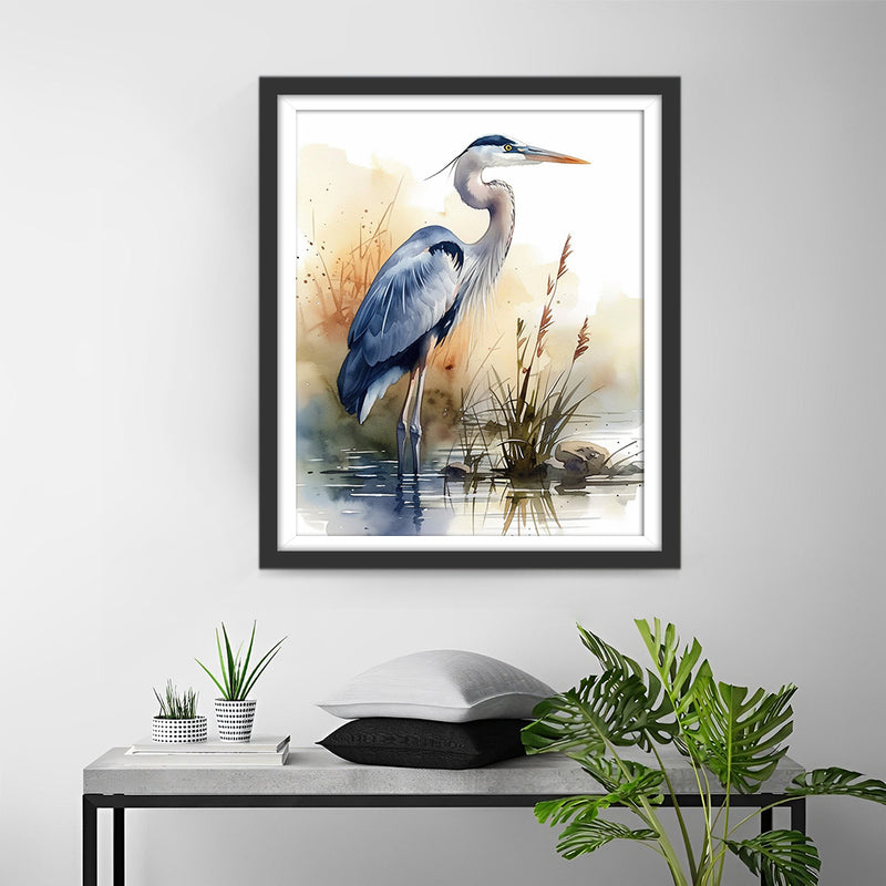 Watercolor Heron Diamond Painting