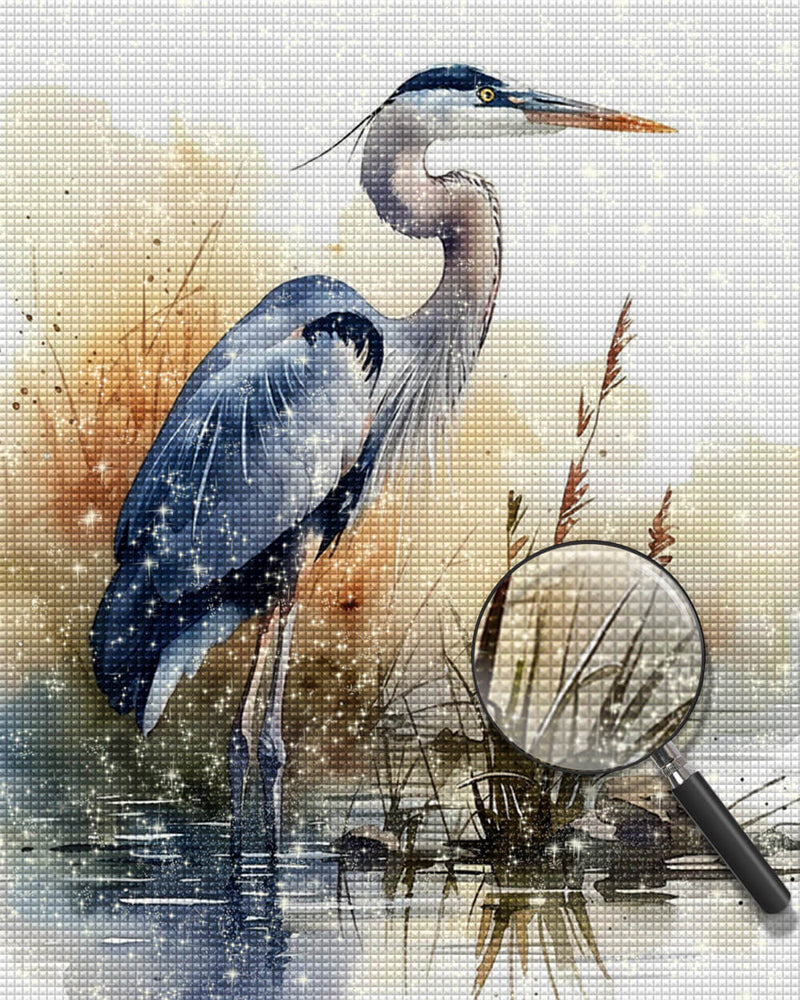 Watercolor Heron Diamond Painting