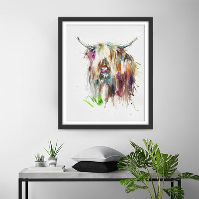 Watercolor Highland Cow Diamond Painting