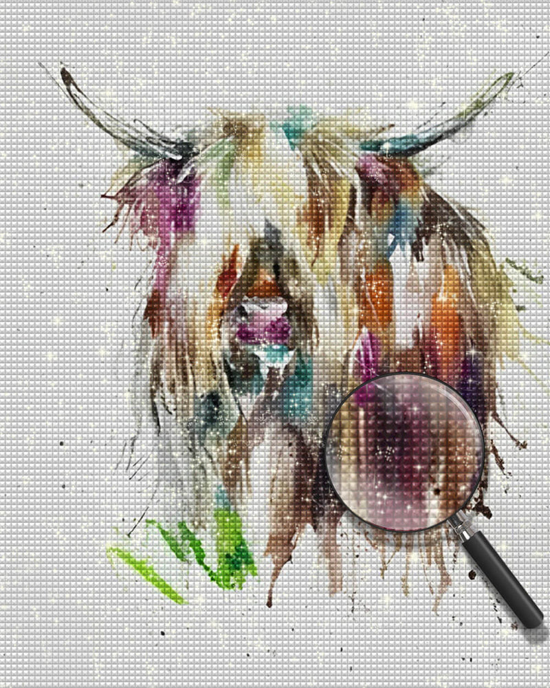 Watercolor Highland Cow Diamond Painting