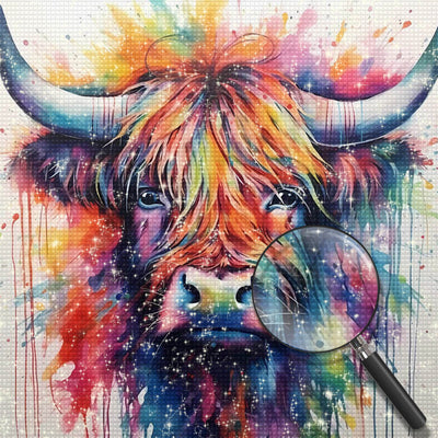 Watercolor Highland Cow Head Diamond Painting
