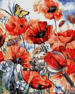 Watercolor Poppies and Butterfly Diamond Painting