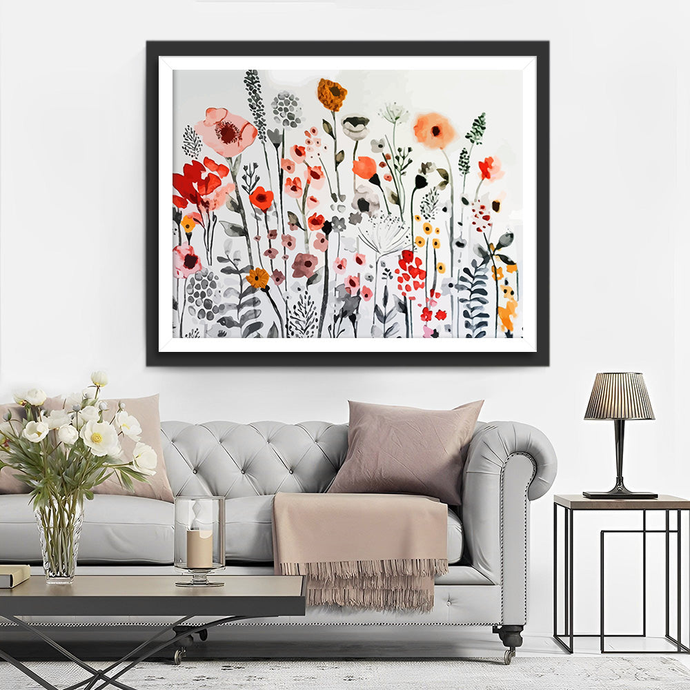 Watercolor Poppies Diamond Painting