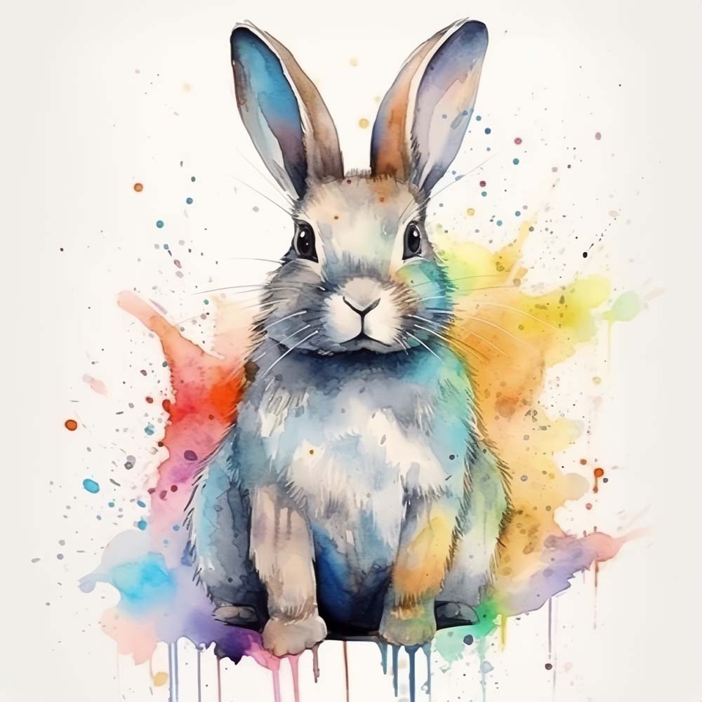 Watercolor Rabbit Diamond Painting