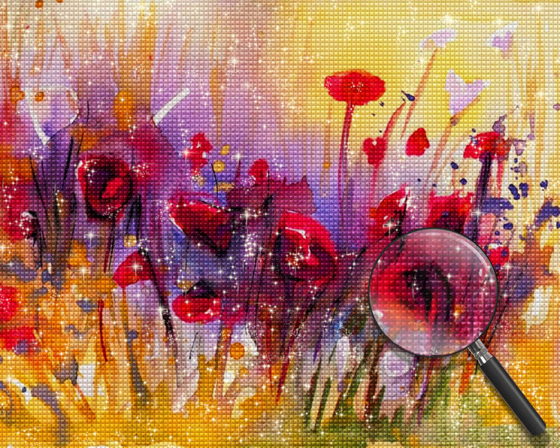 Watercolor Red Poppies Diamond Painting