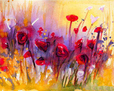 Watercolor Red Poppies Diamond Painting