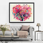Watercolor Tree in Heart Shape Diamond Painting