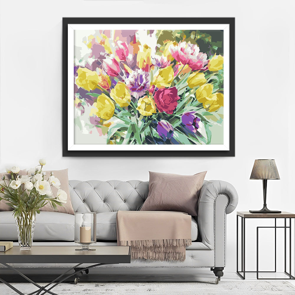 Watercolor Tulips Bouquet Diamond Painting