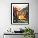 Waterfall in the Autumn Mountains Diamond Painting 