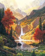Waterfall in the Autumn Mountains Diamond Painting 