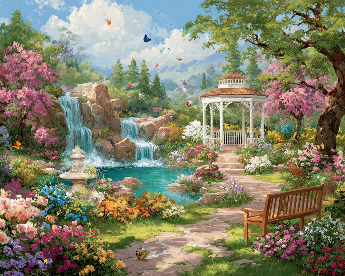 Waterfall in the Garden Diamond Painting