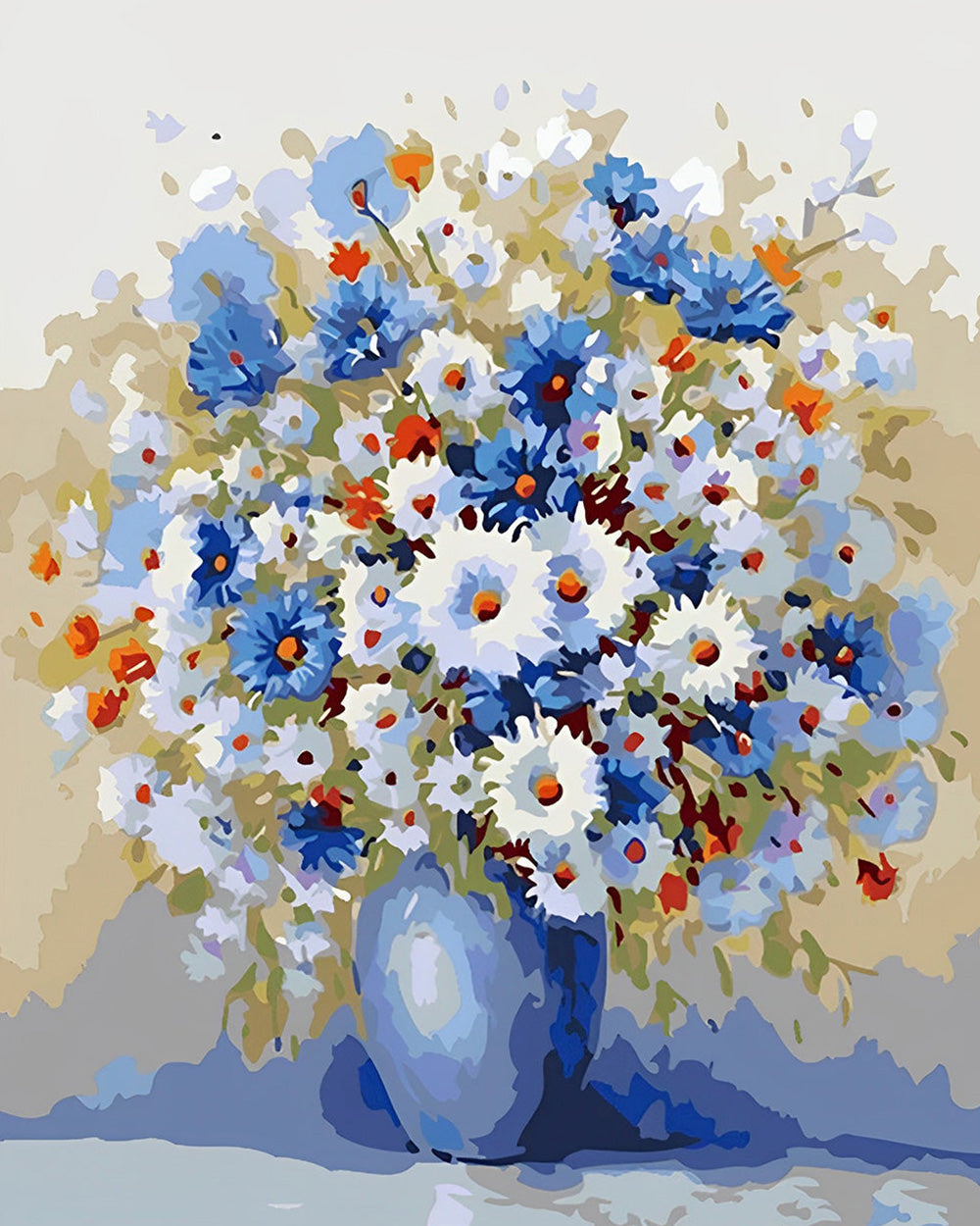 White and Blue Daisies Diamond Painting