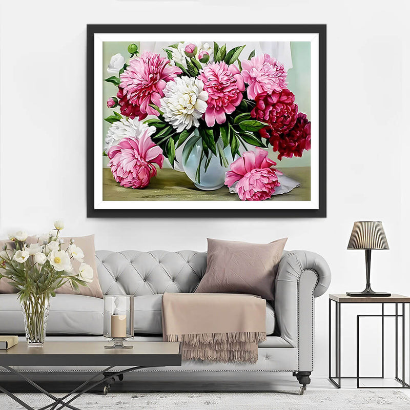 White and Pink Chrysanthemum Diamond Painting