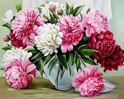 White and Pink Chrysanthemum Diamond Painting