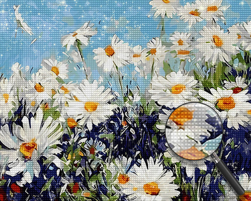White Daisies Diamond Painting