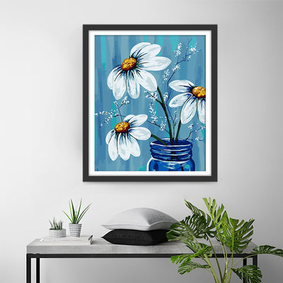 White Daisies in Glass Bottle Diamond Painting