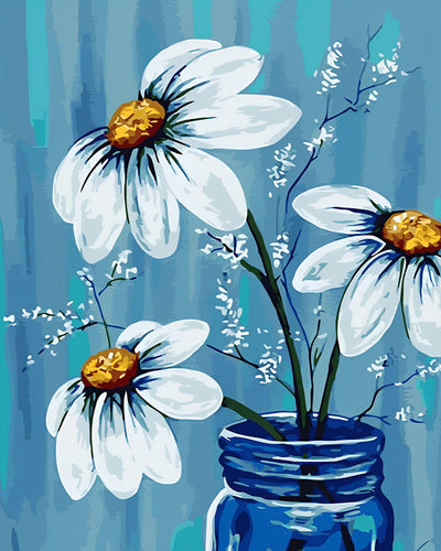 White Daisies in Glass Bottle Diamond Painting