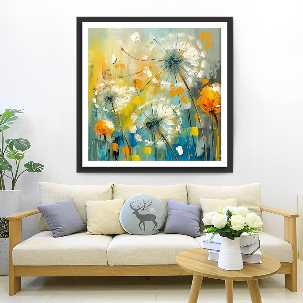 White Dandelion Diamond Painting