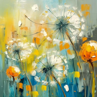 White Dandelion Diamond Painting