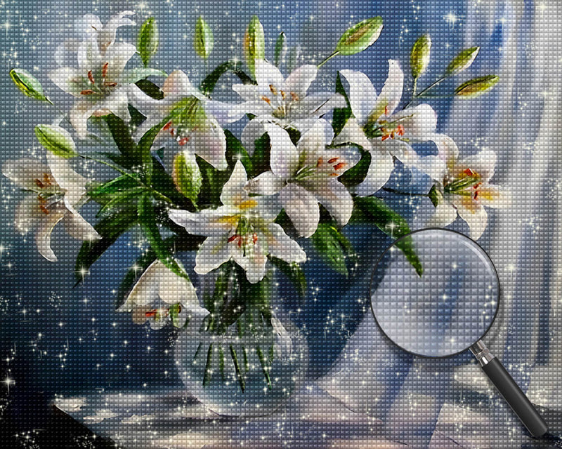 White Lilies Diamond Painting