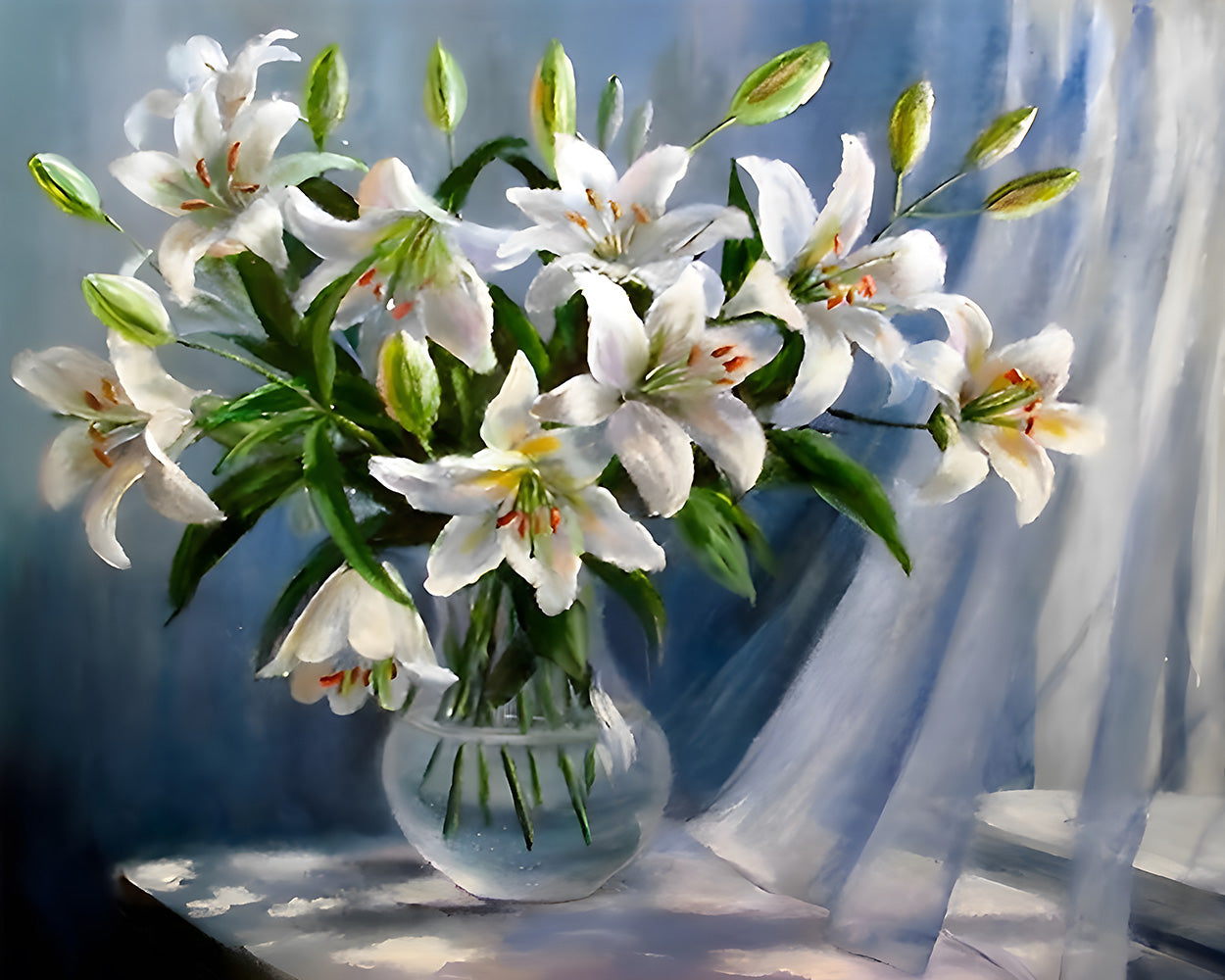 White Lilies Diamond Painting