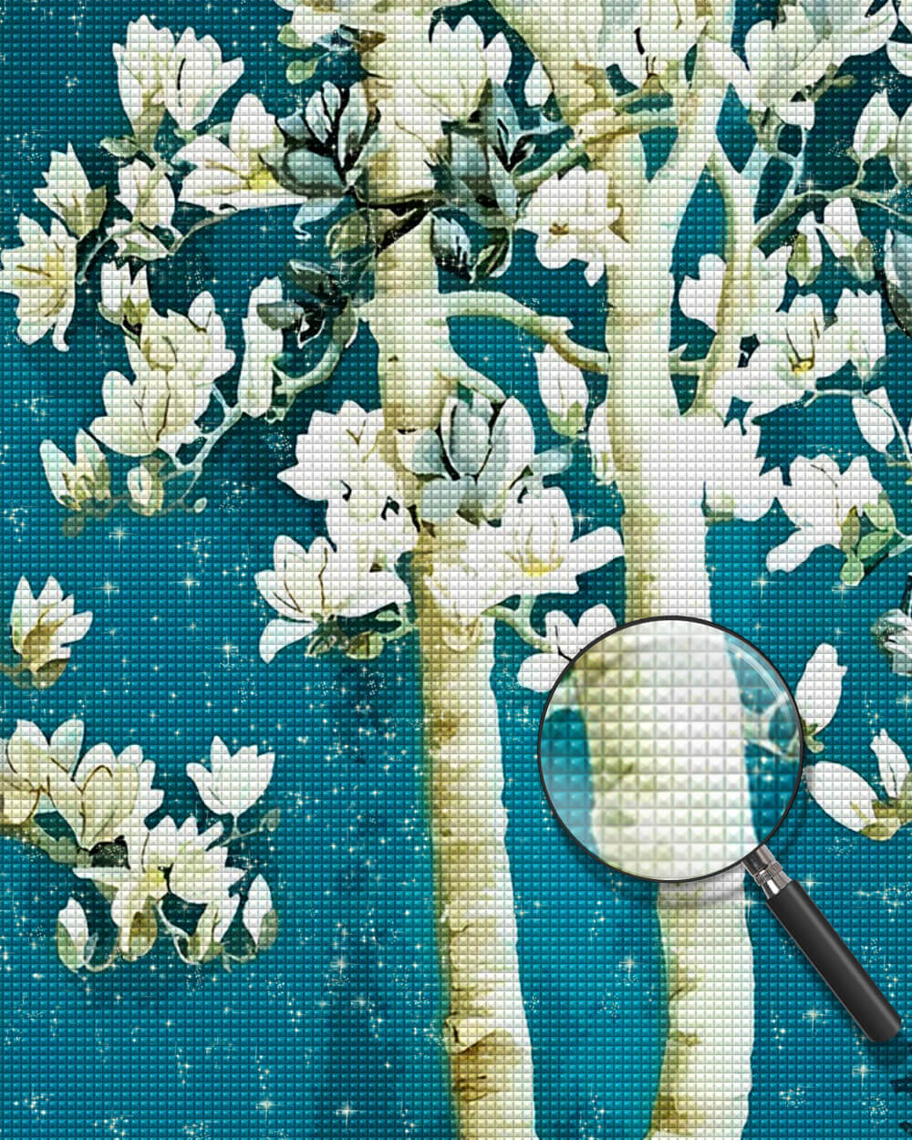 White Magnolia Tree Diamond Painting