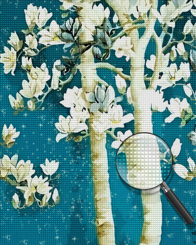 White Magnolia Tree Diamond Painting