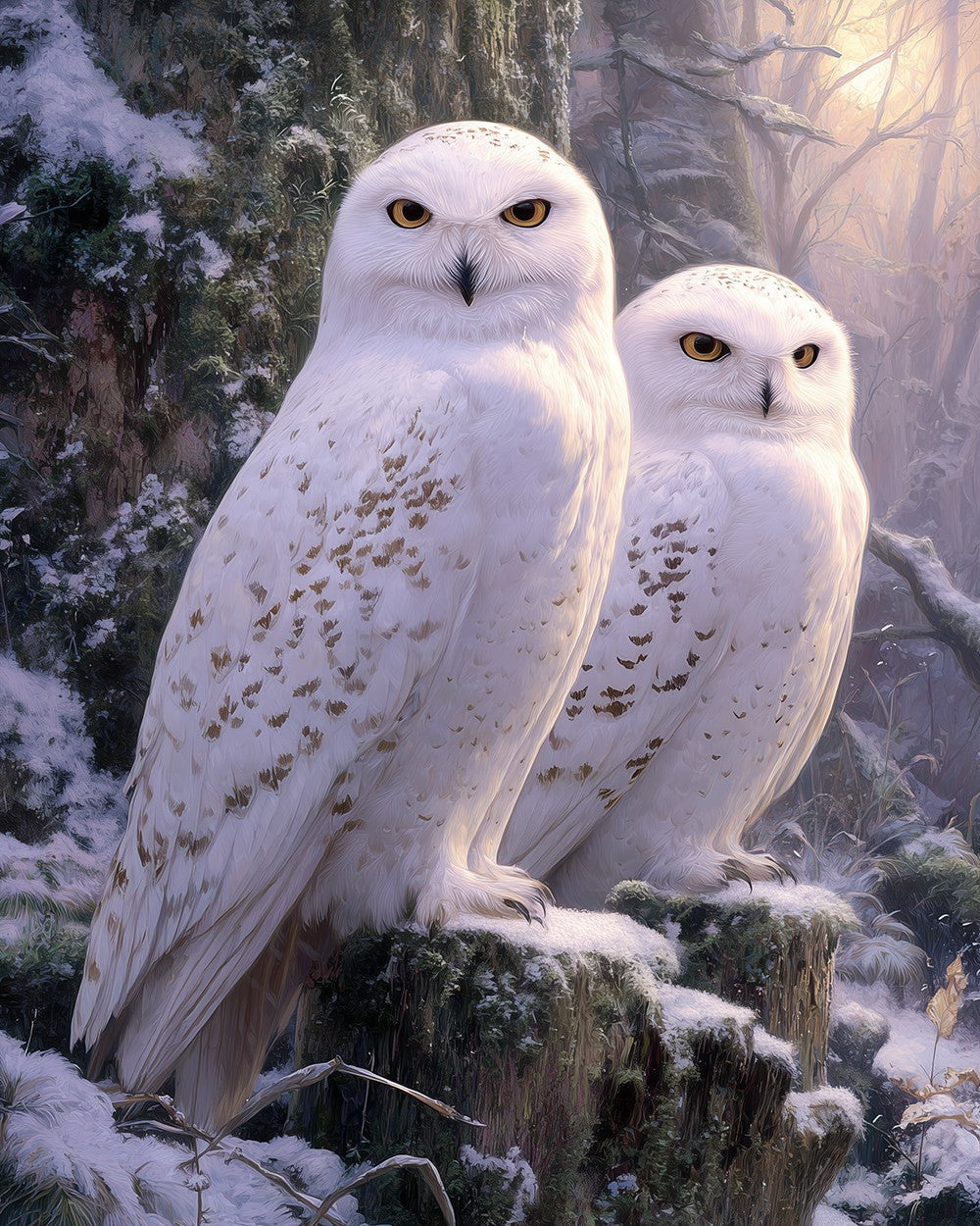White Owl Couple Diamond Painting