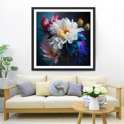 White, Pink and Purple Chrysanthemums Diamond Painting