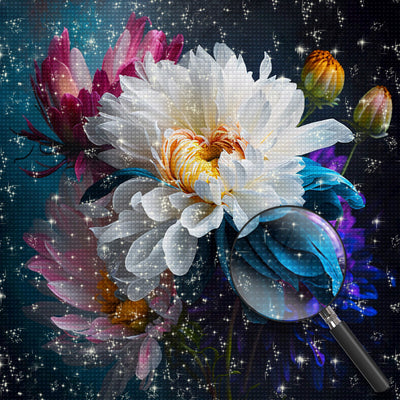 White, Pink and Purple Chrysanthemums Diamond Painting