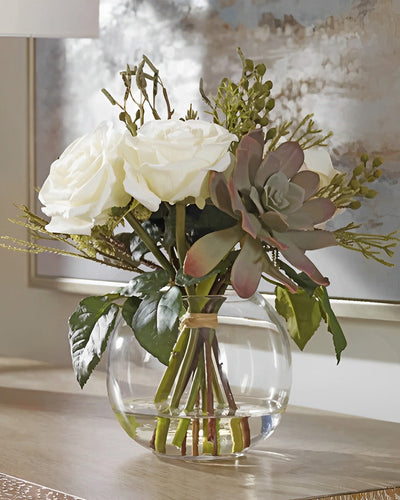 White Roses in a Glass Bottle Diamond Painting