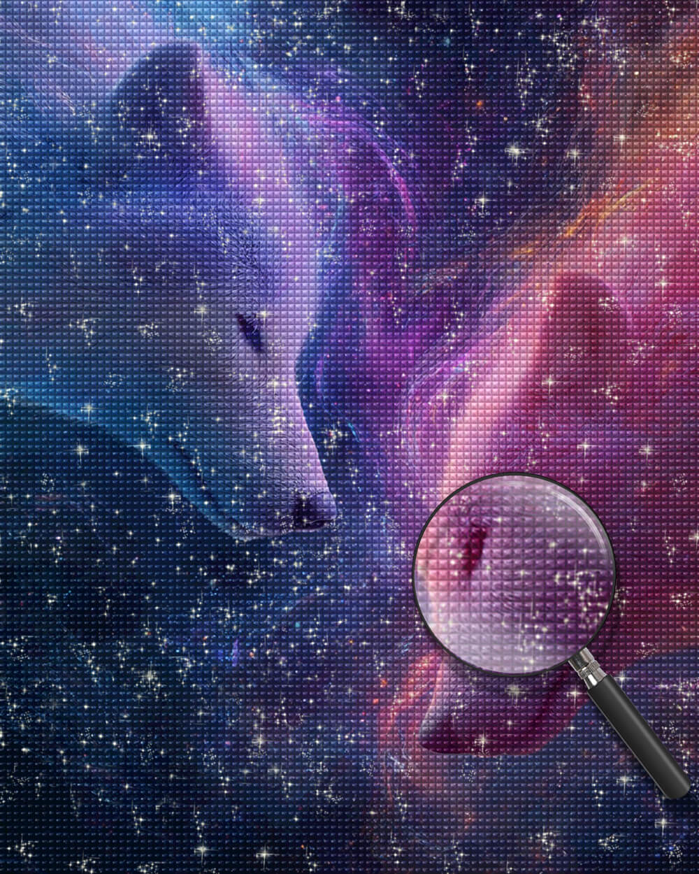 White Wolves in the Purple Starry Sky Diamond Painting