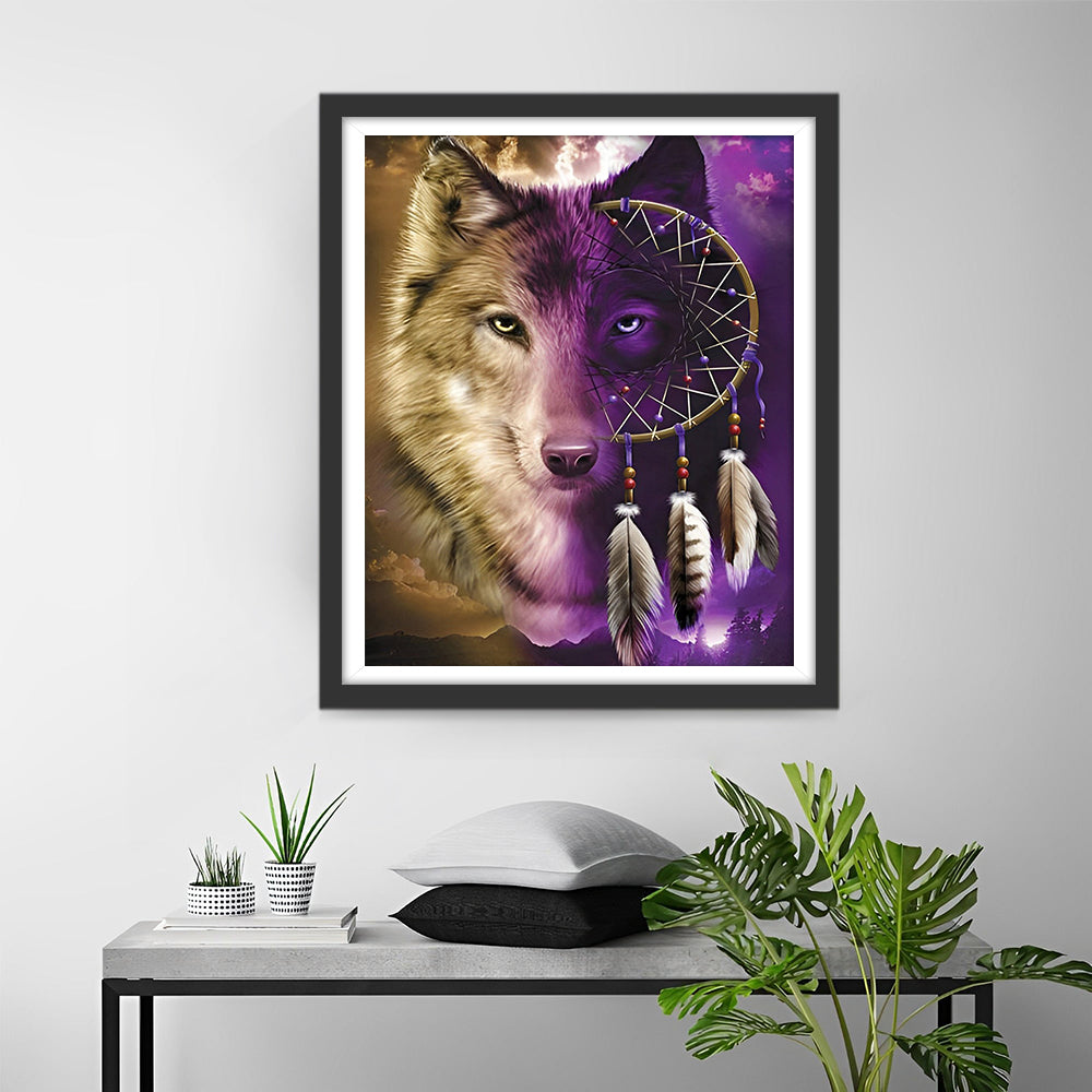Wolf and Purple Dreamcatcher Diamond Painting