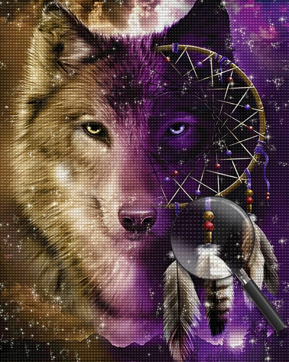 Wolf and Purple Dreamcatcher Diamond Painting