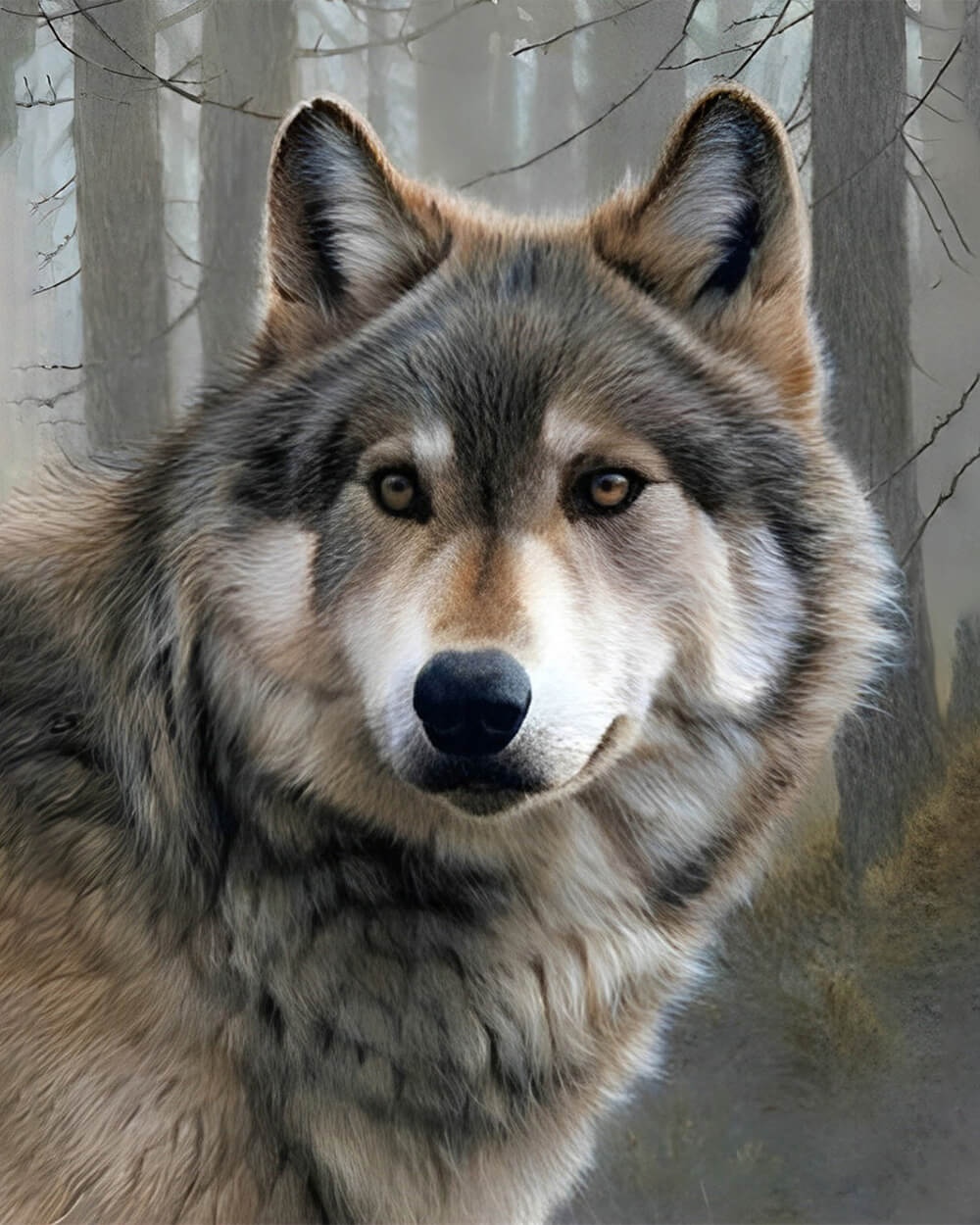 Wolf in the Forest Diamond Painting