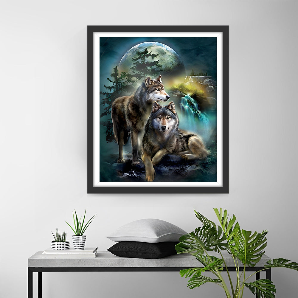 Wolves at Night Diamond Painting