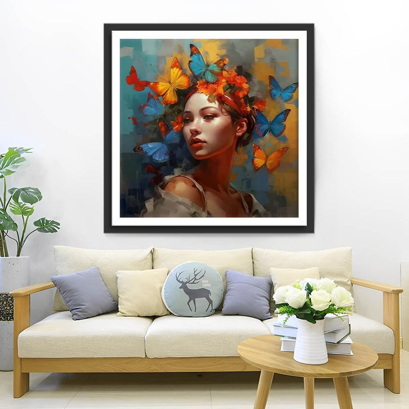 Woman and Butterflies Diamond Painting