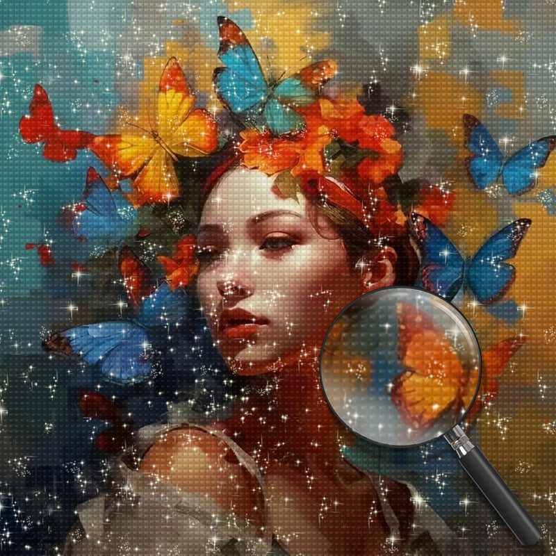 Woman and Butterflies Diamond Painting