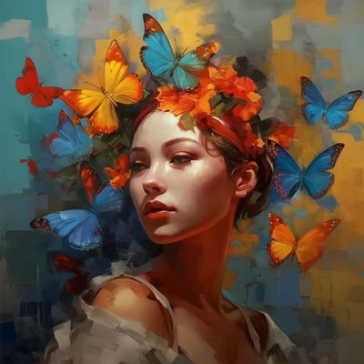 Woman and Butterflies Diamond Painting