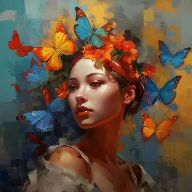 Woman and Butterflies Diamond Painting