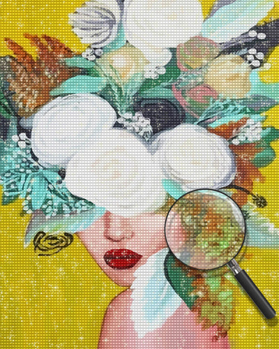 Woman and White Roses Diamond Painting