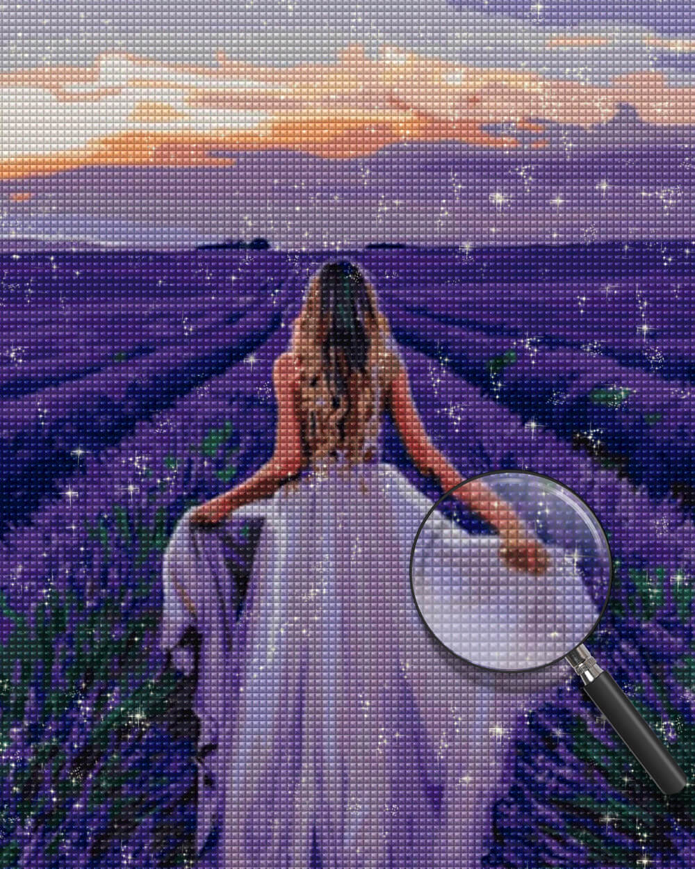 Woman in Puprple Lavender Field Diamond Painting