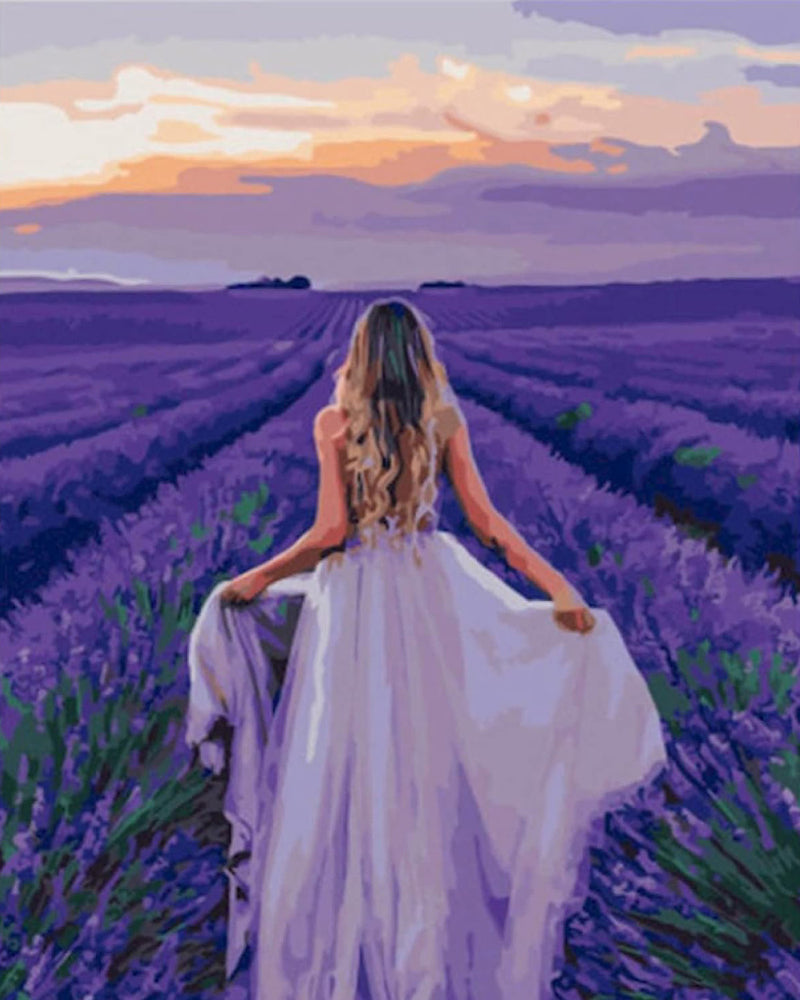 Woman in Puprple Lavender Field Diamond Painting
